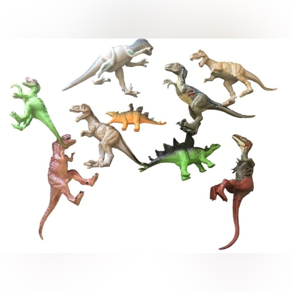 Lot 9 Dinosaur Collector Figurines Heavy Plastic Moveable Limbs Head Variety - Picture 1 of 6